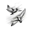 A sketch of three birds in flight, each bird representing one of your daughters tattoo design idea