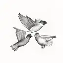 A sketch of three birds in flight, each bird representing one of your daughters tattoo design idea