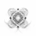 A dotwork design of three interconnected hearts, symbolizing the love between a father and his three daughters tattoo design idea