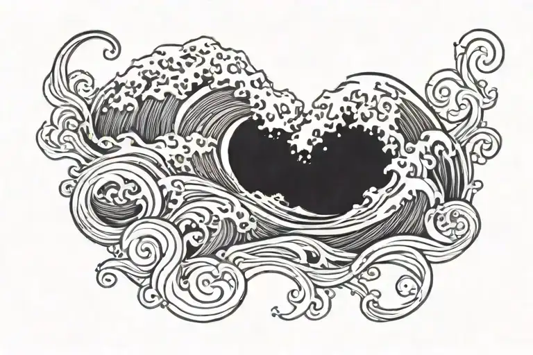 dark ocean waves tattoo design idea