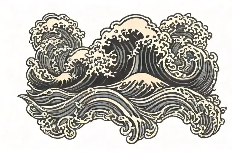 dark ocean waves tattoo design idea