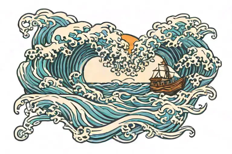 ocean waves crashing toward me tattoo design idea