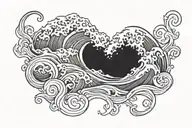 dark ocean waves tattoo design idea