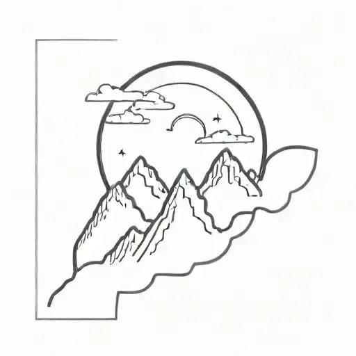 total eclipse with mountains minimal tattoo tattoo design idea