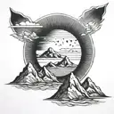 total eclipse with mountains minimal tattoo tattoo design idea