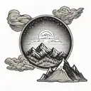 total eclipse with mountains minimal tattoo tattoo design idea