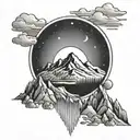 total eclipse with mountains minimal tattoo tattoo design idea