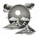 total eclipse with mountains minimal tattoo tattoo design idea