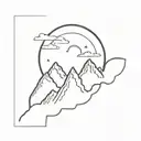 total eclipse with mountains minimal tattoo tattoo design idea