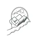 total eclipse with mountains minimal tattoo tattoo design idea
