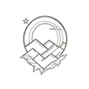 total eclipse with mountains minimal tattoo tattoo design idea