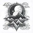 total eclipse with mountains minimal tattoo tattoo design idea