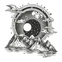 total eclipse with mountains minimal tattoo tattoo design idea