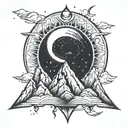 total eclipse with mountains minimal tattoo tattoo design idea