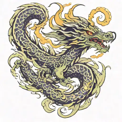 japanese dragon that breathes fire tattoo design idea