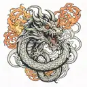 japanese dragon that breathes fire tattoo design idea