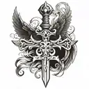 sword with wings and cross  tattoo design idea