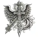 sword with wings and cross  tattoo design idea