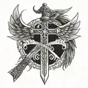 sword with wings and cross  tattoo design idea