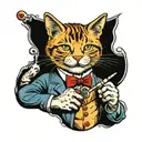 ginger tabby cat smoking a joint   tattoo design idea