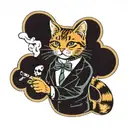 ginger tabby cat smoking a joint   tattoo design idea