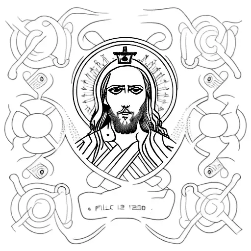 Jesus Cristo, 12/02/2023 e filho tattoo design idea