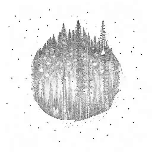 aurora borealis and woods tattoo design idea