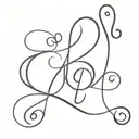 A minimalist tattoo design of a bar of music with a cursive letter 'G', with a heart on the tail as the treble clef tattoo design idea