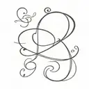 A minimalist tattoo design of a notes with a cursive letter 'G', with a heart on the tail, as the treble clef tattoo design idea