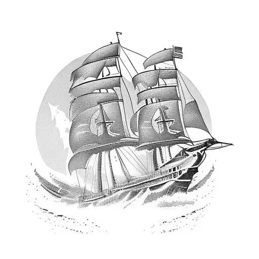 Gladiator, ship, waves, sea, us navy, war tattoo design idea
