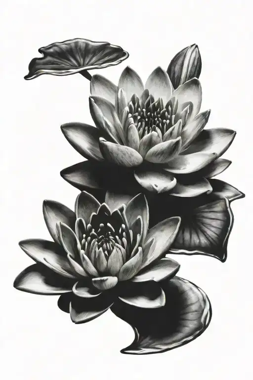 water lily and twin miscarriage pregnancy loss tattoo design idea