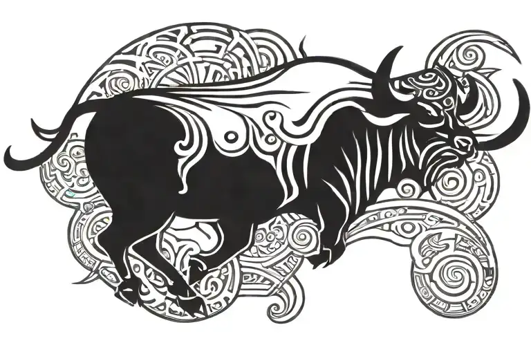 sleeping water buffalo tattoo design idea