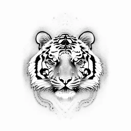 tiger and iris tattoo design idea