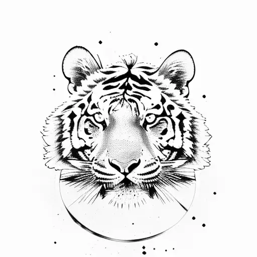 tiger head and a flower tattoo design idea