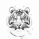 tiger head and a flower tattoo design idea