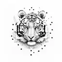 tiger head and a flower tattoo design idea