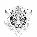 tiger head and a flower tattoo design idea