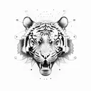 tiger head and a flower tattoo design idea