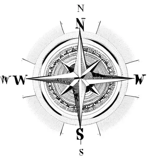 A compass rose with intricate details and landmarks from the client's favorite travel destinations tattoo design idea