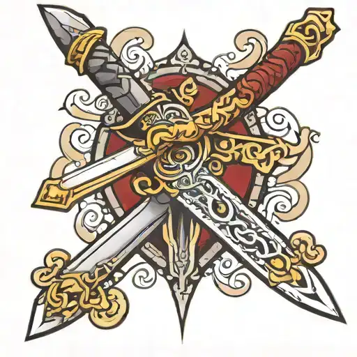 sword with a scroll wrapped around it  tattoo design idea