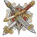 sword with a scroll wrapped around it  tattoo design idea