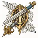 sword with a scroll wrapped around it  tattoo design idea