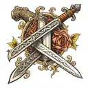 sword with a scroll wrapped around it  tattoo design idea