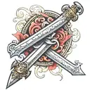 sword with a scroll wrapped around it  tattoo design idea