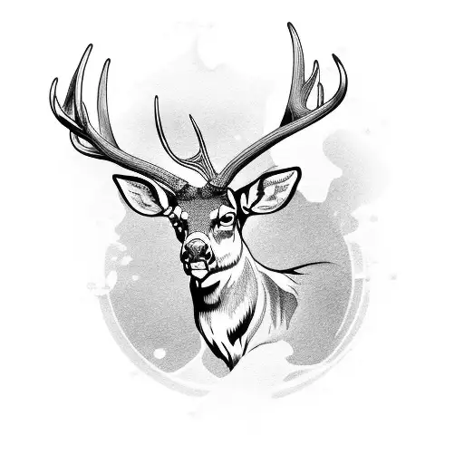 mule deer antlers tattoo design idea
