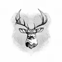 mule deer antlers tattoo design idea