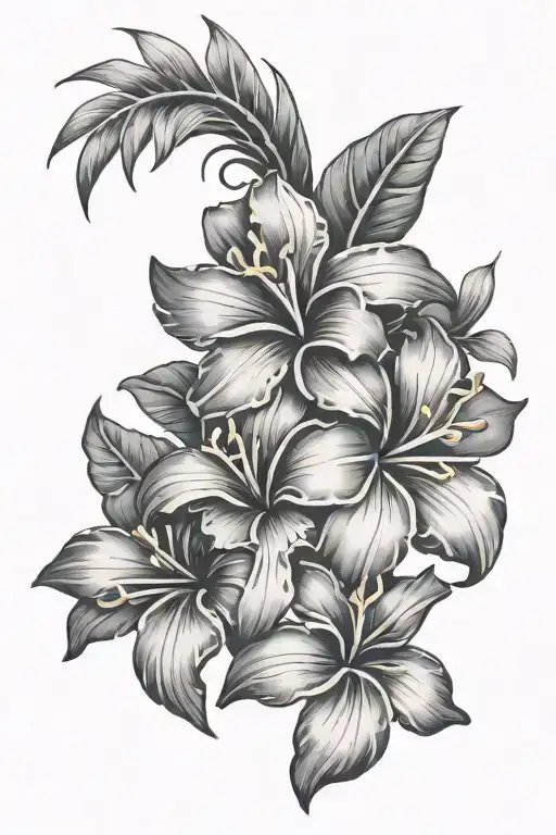 Hawaiian flower for men tattoo design idea