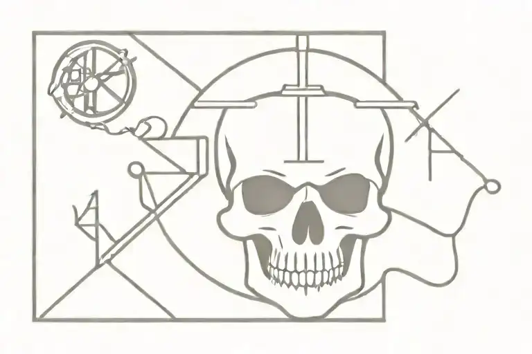 ship skull and anchor tattoo design idea
