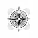 compass with lines and guitar  tattoo design idea