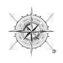 compass with lines and guitar  tattoo design idea